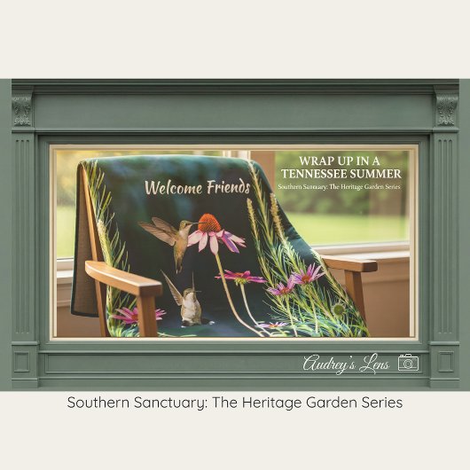 Hummingbird & Pink Coneflower Cozy Fleece Blanket フリースブランケット