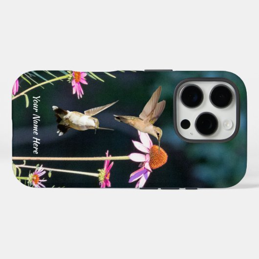 Hummingbird & Pink Coneflower iPhone 16 Pro Case Case-Mate iPhoneケース (裏面 (横))