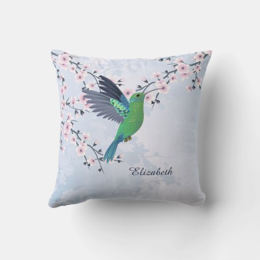 Hummingbird Pink Girly Shiny  クッション (裏面)
