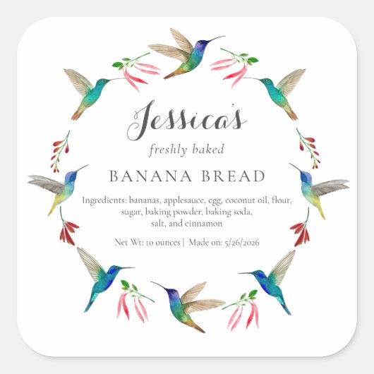 Hummingbird Product Label スクエアシール (正面)