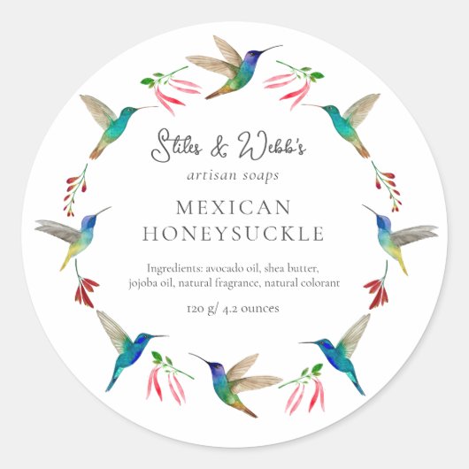 Hummingbird Product Label ラウンドシール (正面)