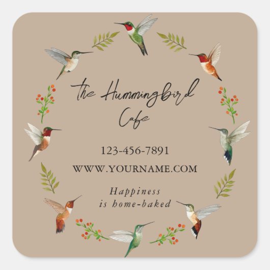 Hummingbird Product Sticker for small business スクエアシール (正面)