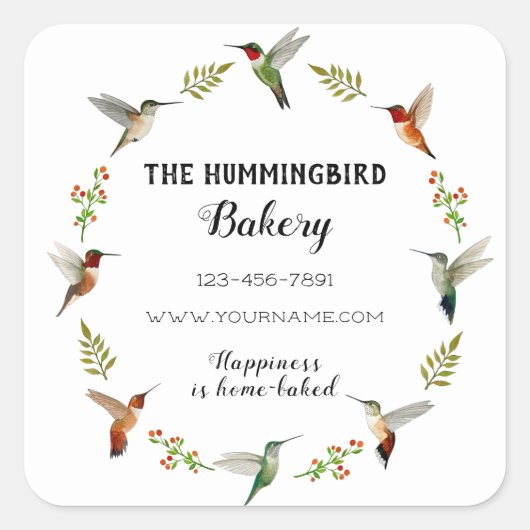 Hummingbird Product Sticker for small business スクエアシール (正面)