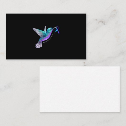 Hummingbird Purple Blue Ribbon Suicide Prevention 名刺 (正面/裏面)