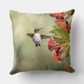 Hummingbird Red Flora Gift for Mom | Throw Pillow  クッション (裏面)