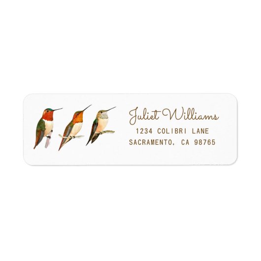 Hummingbird Return Address Label ラベル (正面)