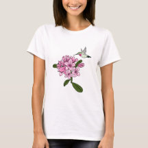 Hummingbird & RhododendronフラワーTシャツ