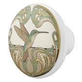 Hummingbird Sage Green & Gold Art Deco Nouveau セラミックノブ (右)