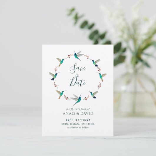 Hummingbird Save the Date Card カード (スタンド正面)