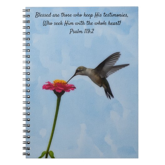 Hummingbird Seeking Nectar Bible Verse Prayer ノートブック (正面)