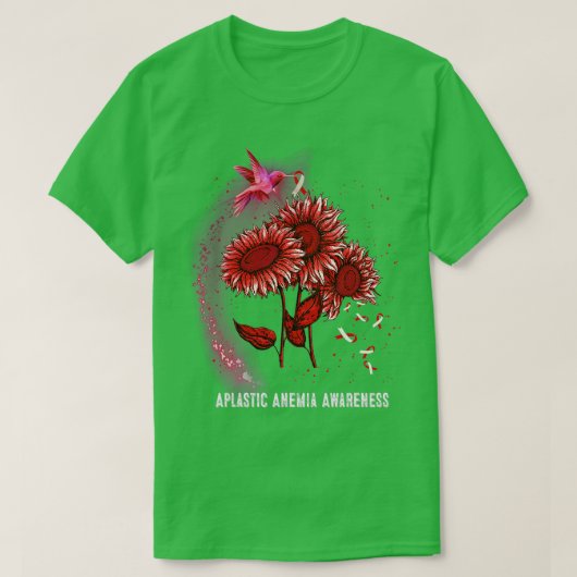 Hummingbird Sunflower Aplastic Anemia Awareness  Tシャツ (デザイン正面)