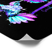 Hummingbird Sunflower Heart Purple Ribbon Suicide ポスター (角)