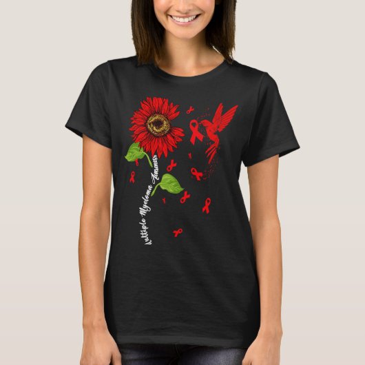 Hummingbird & Sunflower Multiple Myeloma Awareness Tシャツ (正面)