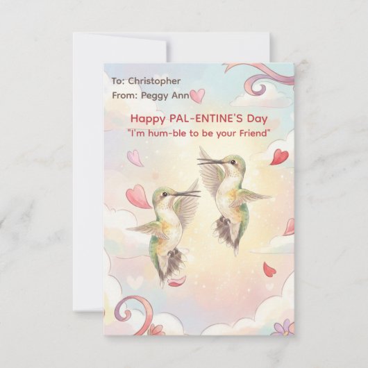 Hummingbird Valentines Day Classroom ノートカード (正面)