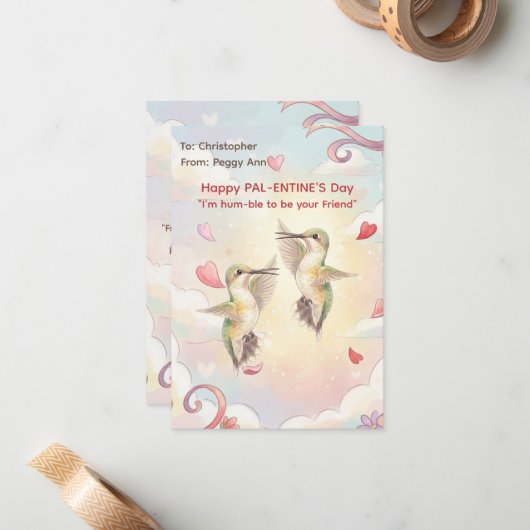 Hummingbird Valentines Day Classroom ノートカード (正面/裏面インサイチュ)