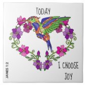 Hummingbird, w verse from James 1:2 タイル (正面)