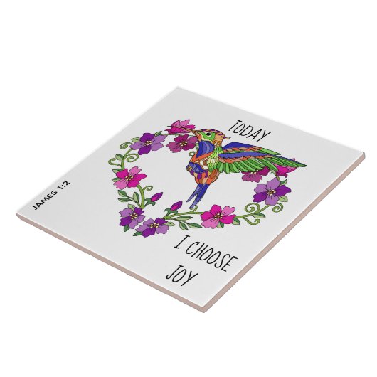 Hummingbird, w verse from James 1:2 タイル (側面)