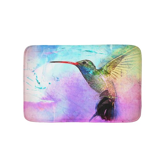 Hummingbird & Watercolor バスマット (正面)