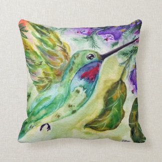 "Hummingbird watercolor" Throw Pillow クッション