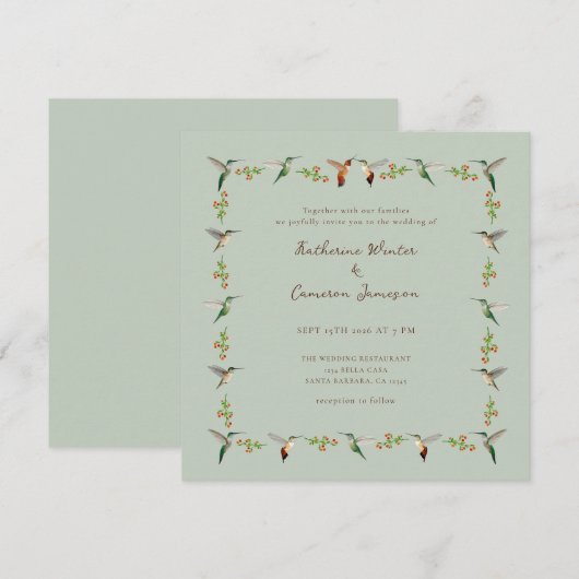 Hummingbird Wedding Invitation (正面/裏面)