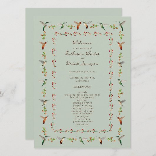 Hummingbird Wedding Program (正面/裏面)