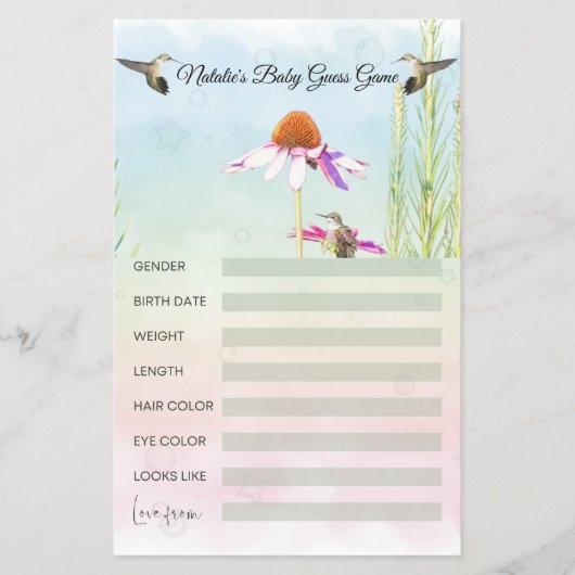 Hummingbird & Wildflower Baby Shower チラシ (正面)