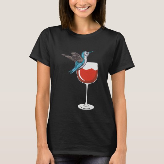 Hummingbird Wine Drinking Birdwatching Tシャツ (正面)
