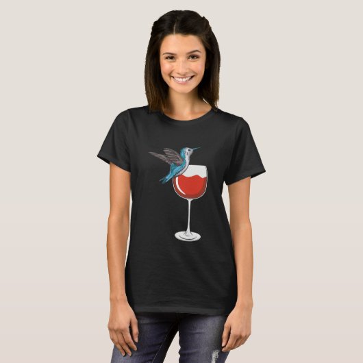 Hummingbird Wine Drinking Birdwatching Tシャツ (正面フル)