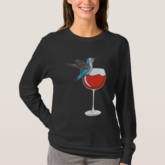 Hummingbird Wine Drinking Birdwatching Tシャツ (正面)