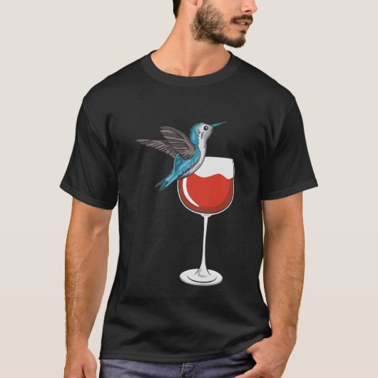 Hummingbird Wine Drinking Birdwatching Tシャツ (正面)