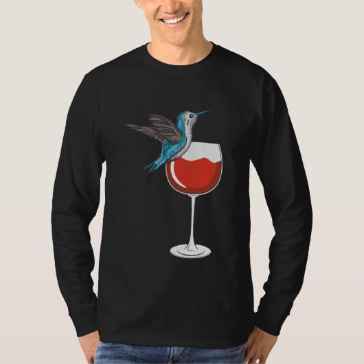 Hummingbird Wine Drinking Birdwatching Tシャツ (正面)