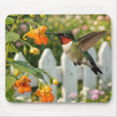 Hummingbird with Touch-Me-Not Flower マウスパッド (正面)