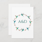 Hummingbird Wreath Wedding RSVP Card 招待状 (正面/裏面)