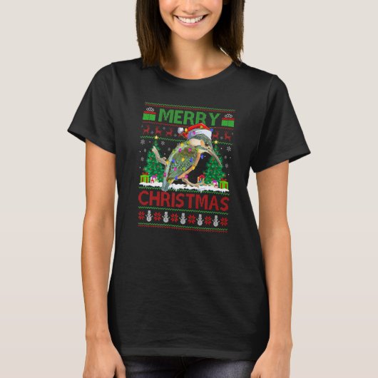 Hummingbird Xmas Tree Ugly Santa Hummingbird Chri Tシャツ (正面)