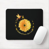 Hummingbird Yellow Sunflower Childhood Cancer Awar マウスパッド (マウス)