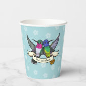Hummingbirds誕生日パーティーの名前をカラフル追加 紙コップ (裏面)
