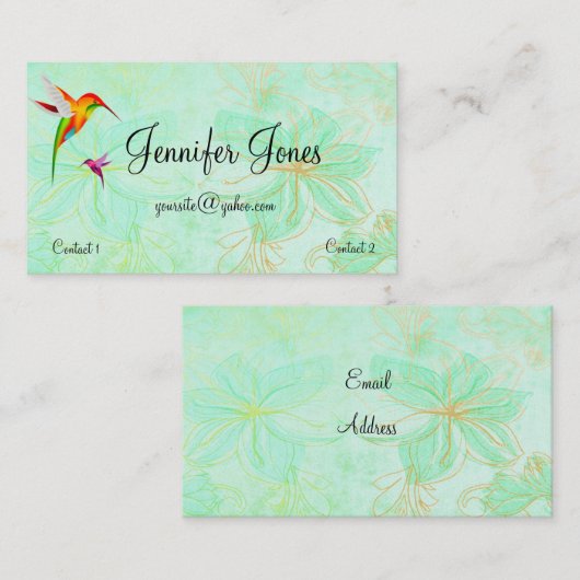 Hummingbirds カラフル 2名刺 名刺 (正面/裏面)