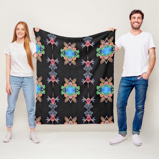 Hummingbirds and Butterflies Fleece Blanket フリースブランケット (インサイチュ)