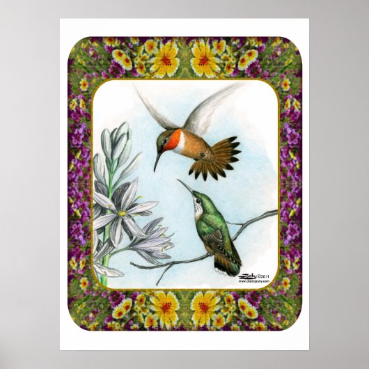 Hummingbirds and Flowers #2 ポスター (正面)