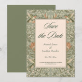 Hummingbirds and Flowers Art Nouveau Save the Date 招待状 (正面/裏面)