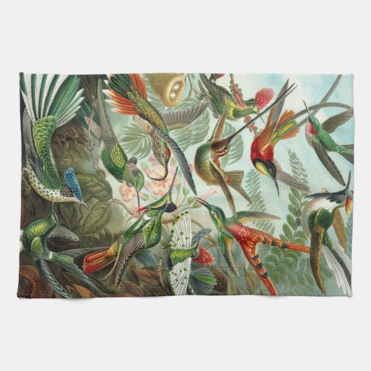 Hummingbirds by Ernst Haeckel, Birds Trees キッチンタオル (横)