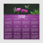 Hummingbirds In Garden Magnetic Calendar Card (正面)