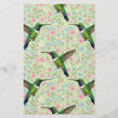 Hummingbirds on a floral background 便箋 (正面)