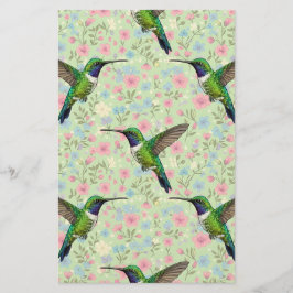 Hummingbirds on a floral background 便箋