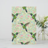 Hummingbirds on a floral background 便箋 (スタンド正面)