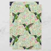 Hummingbirds on a floral background 便箋 (正面/裏面)