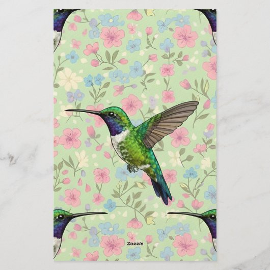 Hummingbirds on a floral background 便箋 (裏面)