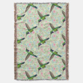 Hummingbirds on a Floral background throw スローブランケット (正面縦)