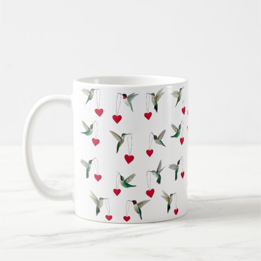 Hummingbirds Valentine's Day コーヒーマグカップ (左)