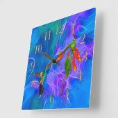 HummingBirds Wildlife Birdlover Gift スクエア壁時計 (傾斜)